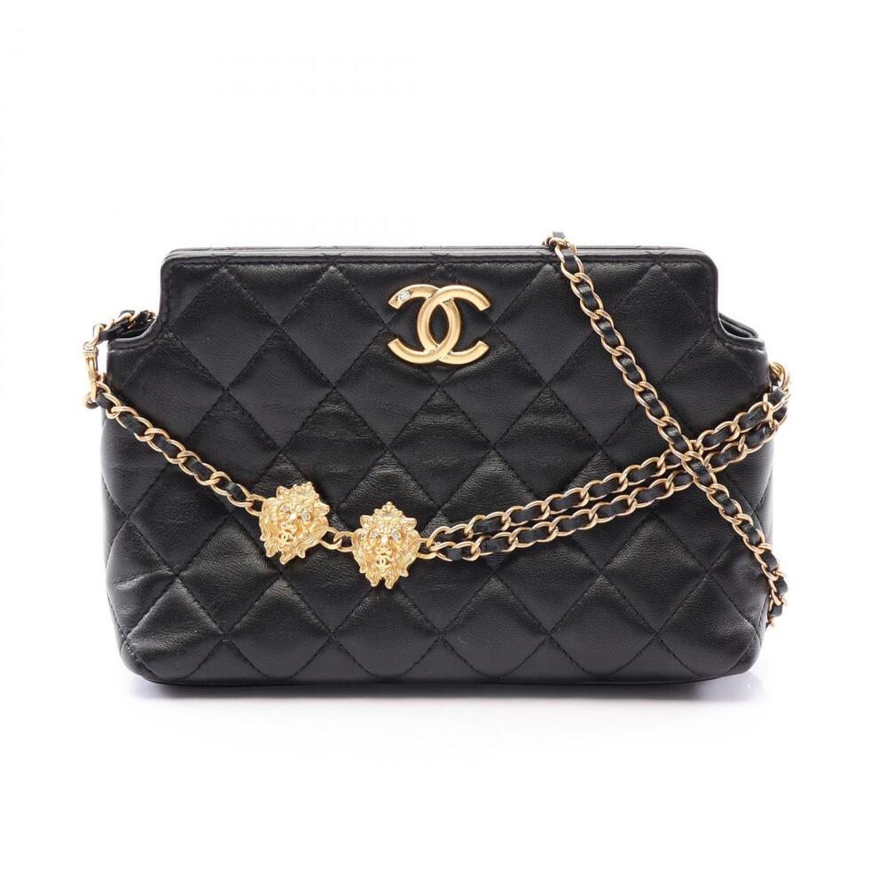 Chanel Matelassé Shoulder Bag/Handbag, Lambskin Leather, Women's, Black